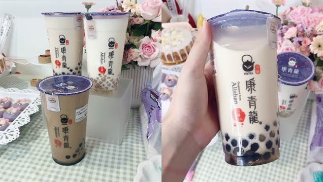 茉莉奶绿芋圆对应商品为P02 ROSE PURE，黑白珍珠奶茶对应商品为 N04 Neutral BEIGE，黑糖珍珠鲜奶茶对应商品为Y04 BEIGE。（图／邱映慈摄影）
