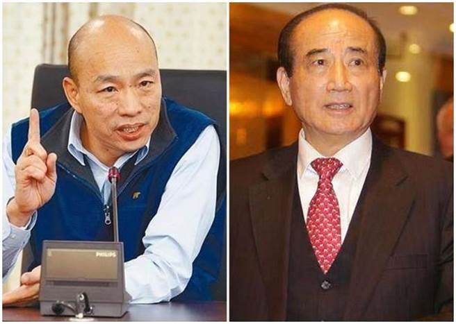 国民党2020总统候选人、高雄市长韩国瑜(左)，前立法院长、国民党立委王金平