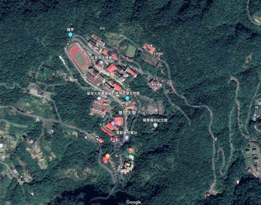 華梵大學衛星圖。(摘自Google地圖)