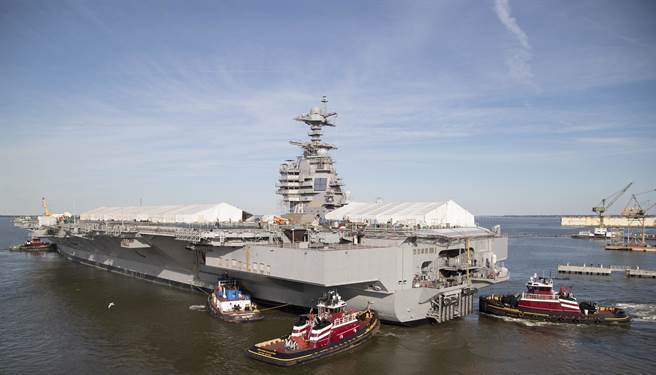 美国海军超级航母「福特」号的资料照。（美国海军）