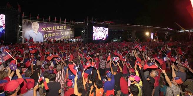 國民黨總統參選人韓國瑜8日在新北市三重舉辦大型造勢。（資料照片，鄭任南攝）