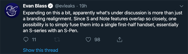 爆料达人Evan Blass指出三星正在讨论Galaxy 品牌重新定位的问题（part 2）。（摘自Twitter）
