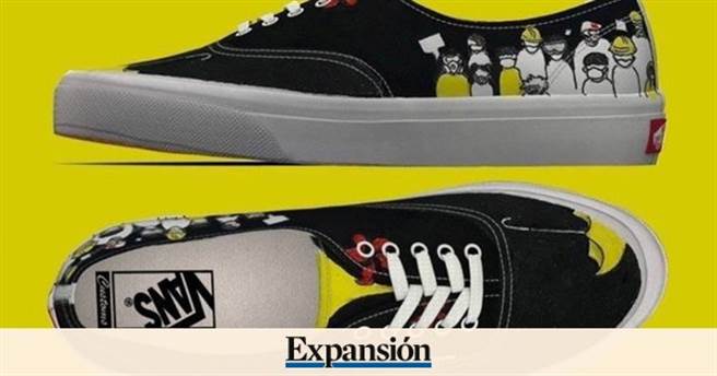 美国体育精品Vans将一款透过网路票选得奖的休閒鞋下架，主因是该鞋以香港示威者与象徵性的黄色雨伞图像为主题，有明显暗示支持香港抗议的意味。（图／推特
@innovanzaasesor)
