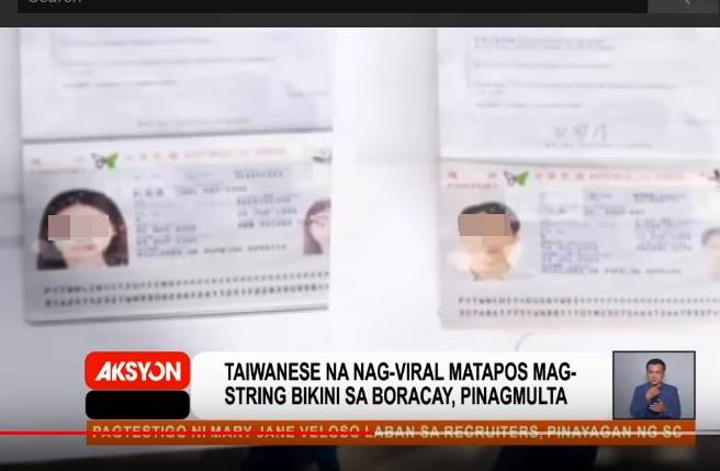 菲律賓當地新聞直接曝光台灣正妹與男友護照資料。(取自News5Everywhere YouTube)
