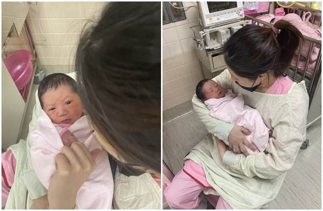 余苑绮不舍抱着宝贝儿子。（鸿凯娱乐提供）