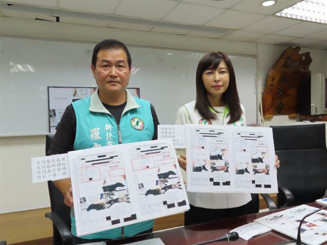 新北市議員羅文崇（左）、李倩萍（右）踢爆新北TNVR疑暴弊端。（葉德正攝）