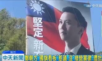 民進黨立委參選人「再進化」 看板沒黨徽還放大國旗