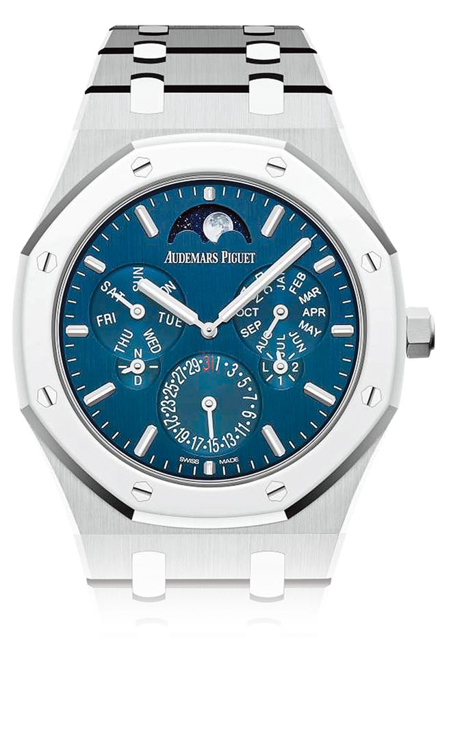 爱彼表是今年日内瓦高级钟表大赏的大赢家，以皇家橡树超薄万年历表（Royal Oak Selfwinding Perpetual Calendar Ultra-Thin）拿下最大奖「金指针奖」。（Audemars Piguet提供）