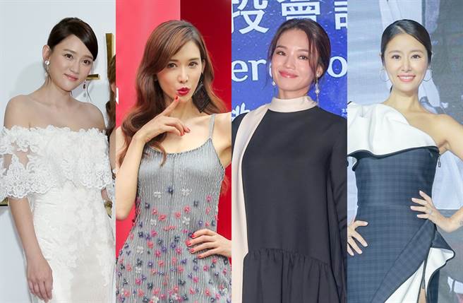 陈乔恩（右起）、林志玲、舒淇、林心如过去被封四大黄金剩女。（图／中时资料照片）