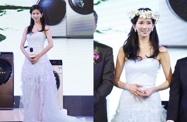 林志玲穿白纱以花仙子造型为厨具宣传。（图／达志影像）