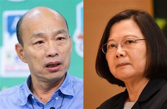 国民党2020总统候选人、高雄市长韩国瑜(左)，总统蔡英文(右)。（图/合成图，中时资料照）