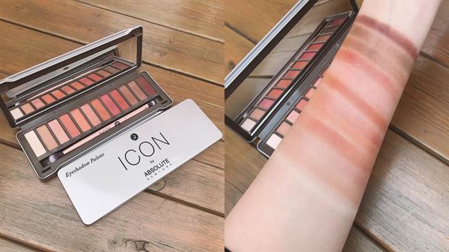 ICON Eyeshadow Palettes粉質細緻，手部試色發色很美。（圖／邱映慈攝影）
