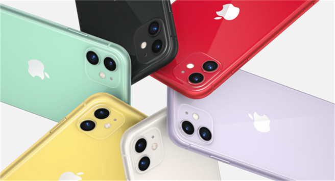 傳出2020年蘋果將會一舉推出6款新iPhone，選擇前所未有的多。圖為2019年的iPhone 11，共有六色。(摘自蘋果官網)
