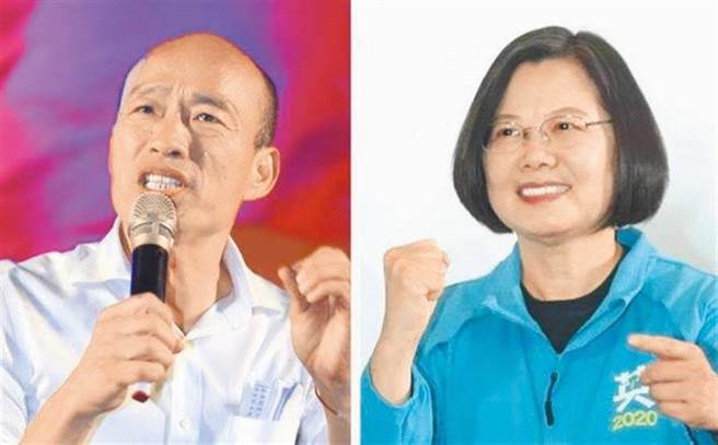 国民党总统候选人韩国瑜(左)、总统蔡英文(右)。(合成图/中时资料照)