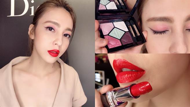 征服长辈妆使用的眼影盘为迪奥经典五色眼影#897，使用的唇膏为迪奥蓝星唇膏爱恋印记珍藏版#999。（图／邱映慈摄影）
