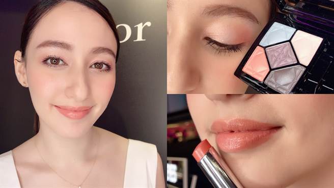 讨喜无害妆使用的眼影盘为迪奥经典五色眼影#037，使用的唇膏为迪奥瘾诱超模巨星唇膏#528。（图／邱映慈摄影）
