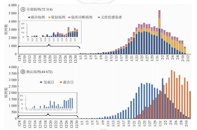新冠肺炎病例發病與確診分析圖表。（圖／環球網）