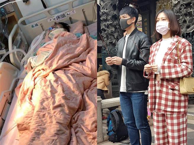 賴東賢去年九月車禍重傷住加護病房，經紀人劉品言在他復原後帶他一起拜拜祈福。（圖／鴻言娛樂提供）