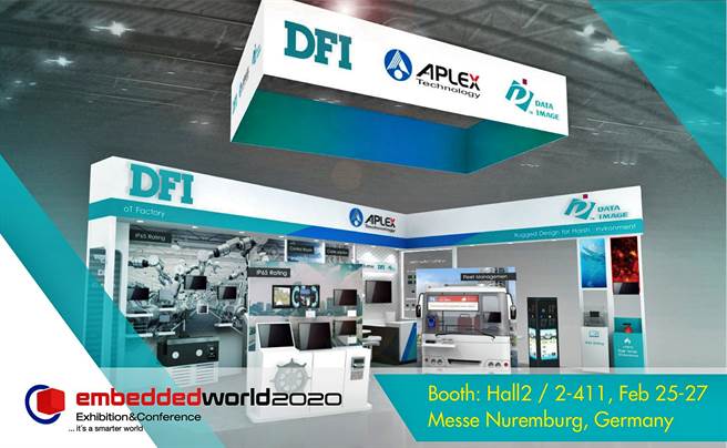 2020嵌入式電子與工業電腦應用展（Embedded World 2020）25日於德國紐倫堡登場，佳世達集團聯合艦隊旗下友通、維田與眾福科聯手出擊，以智慧工廠、智慧交通與強固產品3大主軸，展示不同應用領域的最適化智慧解決方案。（取自友通臉書專頁／記者林資傑台北傳真）