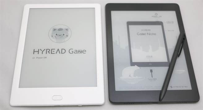 HyRead Gaze(左)以及HyRead Gaze Note电子书阅读器。(黄慧雯摄)