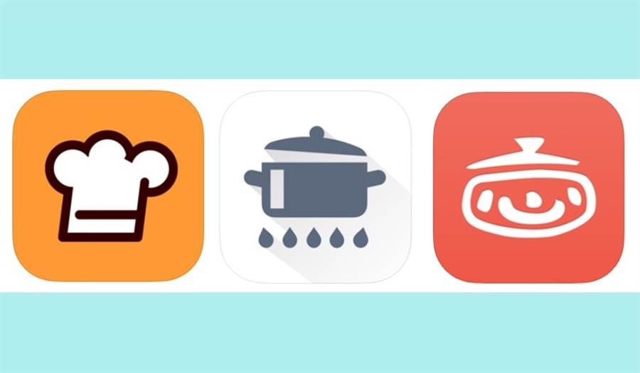 左起為Cookpad、私廚、愛料理三款App的圖標。(黃慧雯製)