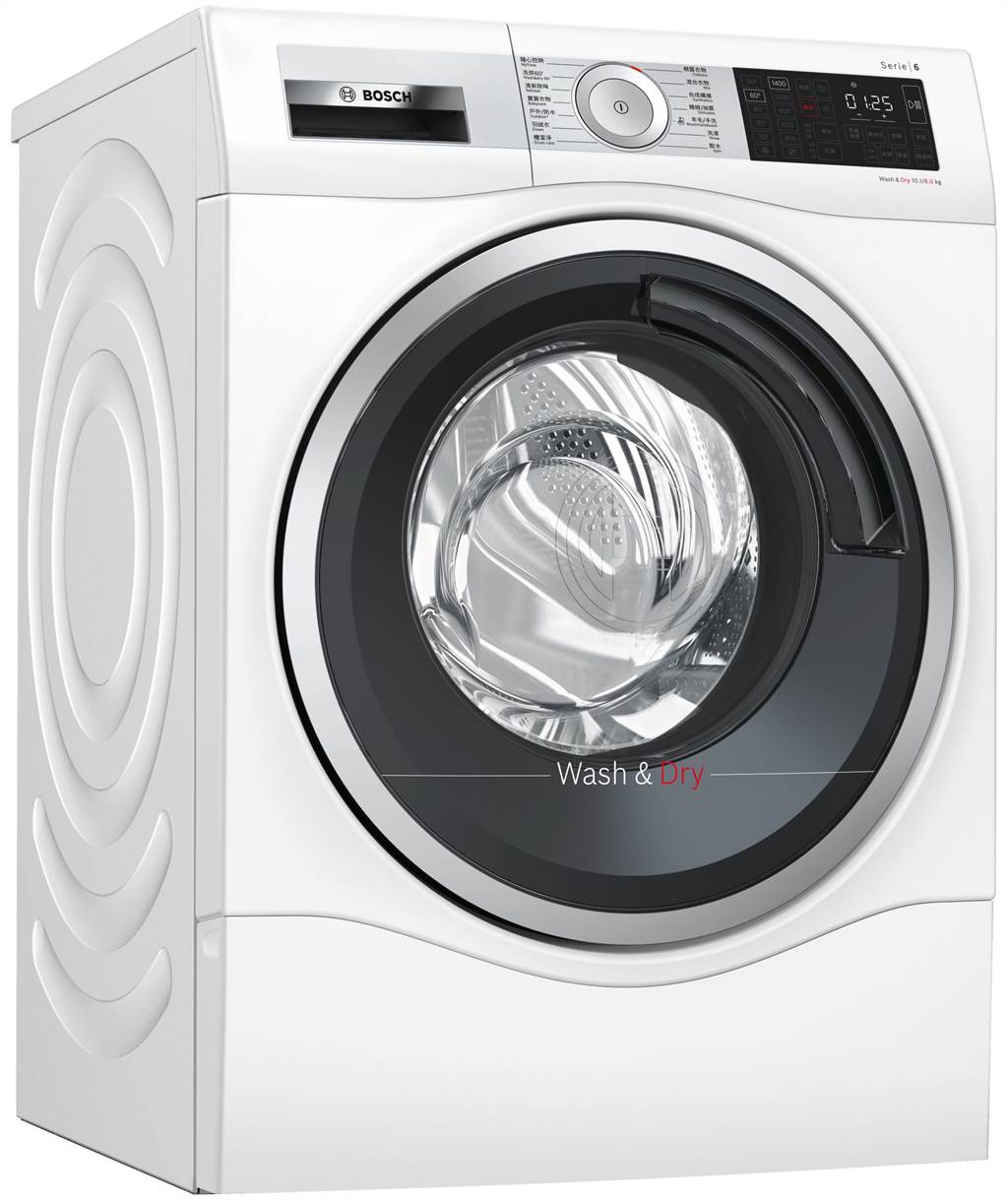 Bosch洗烘衣機可設定高溫60度洗程，達到高溫除菌效果。（Bosch提供）