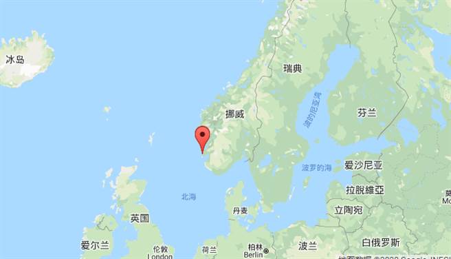 根據彭博社報導，一艘載有1200名乘客的德國郵輪在挪威豪格松（見圖）港口接受隔離檢疫。（取自Google地圖）