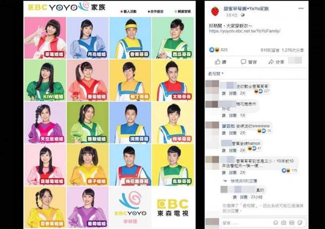 网友惊讶地发现香蕉哥哥和西瓜哥哥2大元老都还在。（图／翻摄自甜蜜草莓园=YoYo家族脸书）