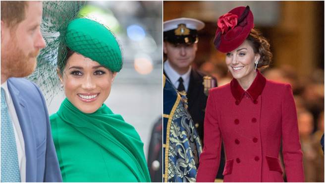 皇室F4合体！凯特梅根「红绿对决」网惊：这次好难选（图／达志影像）