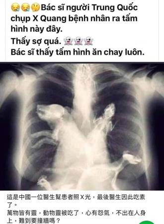 吃肉會卡動物靈？這張X光片據說讓醫生吃素 網笑...