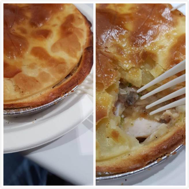 一名网友抱怨，表示看到一堆人在社团内狂推鸡肉派，自己去吃之后只觉得超难吃，分给三个人都只吃一口就不吃了，引起网友热议 (图／翻摄自Costco好市多 商品经验老实说)