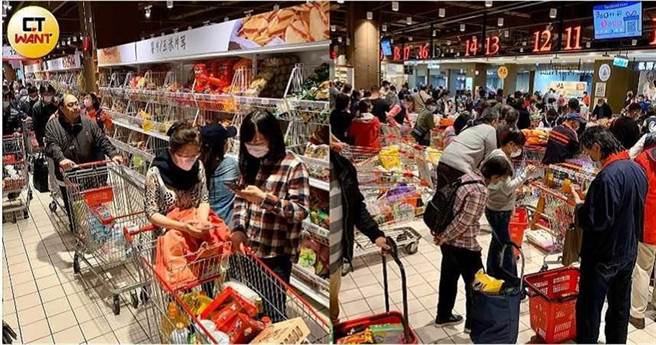 北市内湖大润发19日爆出抢购潮。（图／马景平摄）