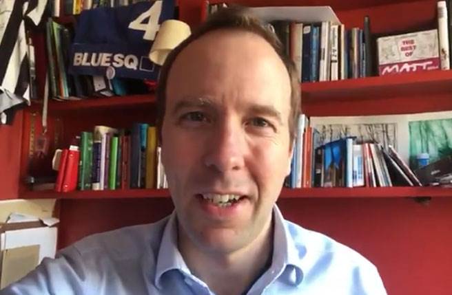 英内阁成员卫生部长汉考克(Matt Hancock)宣布新冠肺炎确诊。(图/Matt Hancock脸书)