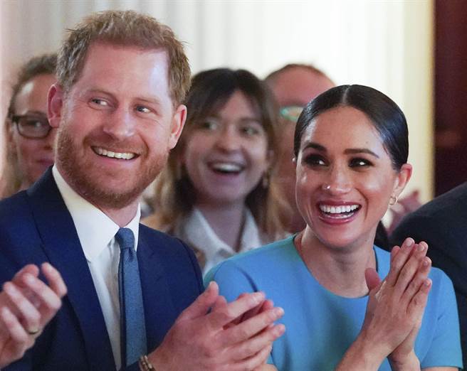 梅根和夫婿哈利3月5日在伦敦出席「奋进基金颁奖典礼」（Endeavour Fund Awards）的神情。（达志图库/TGP）