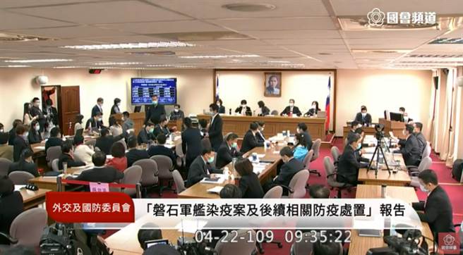 今日外交及国防委员会开议，委员为程序问题吵翻天。（图／摘自国会频道）
