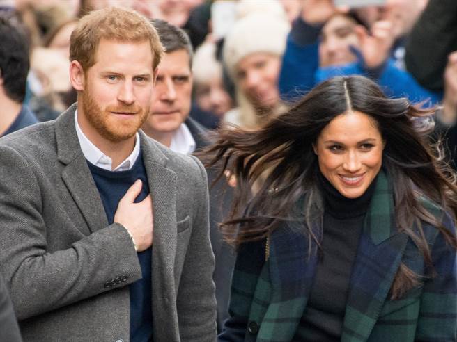 好莱坞前女星梅根和夫婿哈利王子的资料照。（达志图库/TGP）