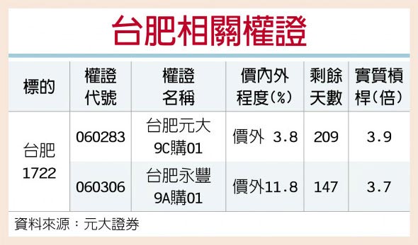 權證星光大道 元大證券台肥資產題材發酵 證券 權證 工商時報