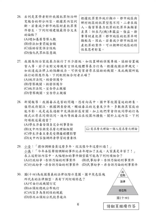 109國中會考社會科試題一覽(六)/國中教育會考推動工作委員會 提供