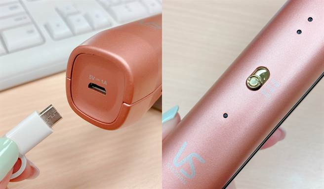 USB充电三小时可使用30分钟，直卷两用，可切换为直髮平板夹或卷髮电卷棒。（图／邱映慈摄影）