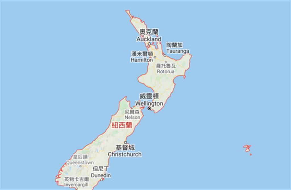 紐西蘭北部外海發生規模7.4地震。(圖/Google map)
