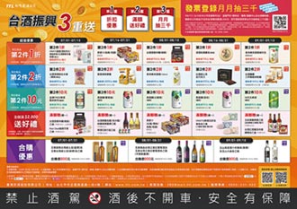 台酒救經濟 振興3重送享折扣、贈好禮、抽現金