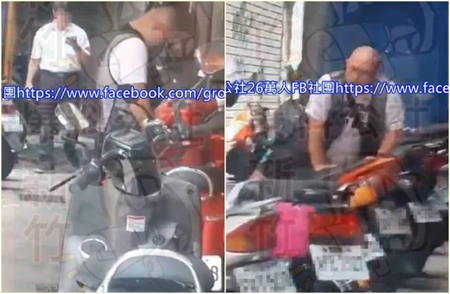 有够噁心！新竹火车站附近，竟有男子大白天对机车做出「前进突刺再突刺」的猥亵行为，过程全被人拍下。（截自脸书《新竹爆料公社》影片）