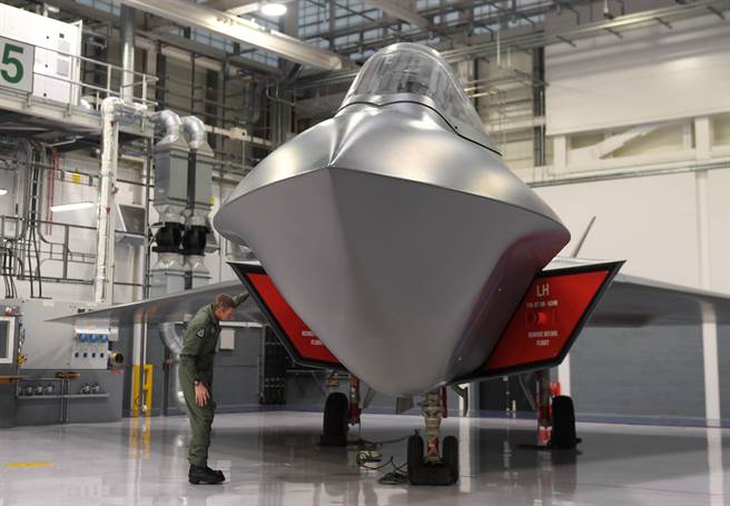 英国皇家马汉空军基地(RAF Marham)内的6代战机「暴风」（Tempest）原型。（达志图库/TGP）