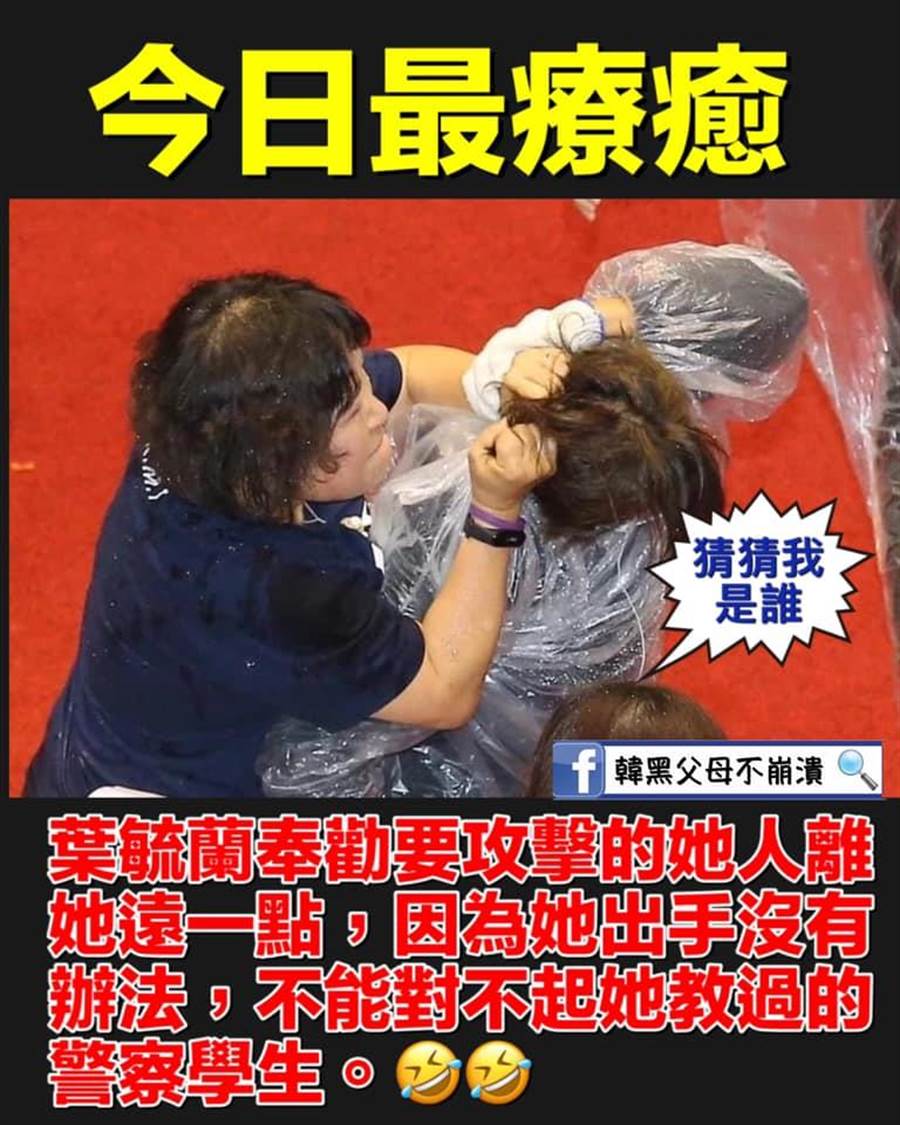 臉書粉專分享葉毓蘭與邱議瑩爆發衝突的畫面。(取自臉書)