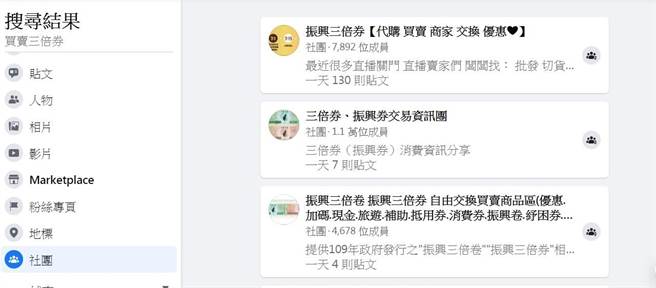 社群网站已出现多个买卖三倍券社团。（翻摄自脸书）