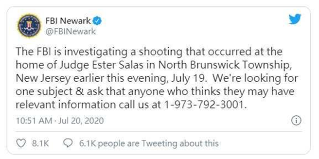 美国联邦调查局FBI也已介入调查，呼吁知情者提供线索。（图／Twitter）