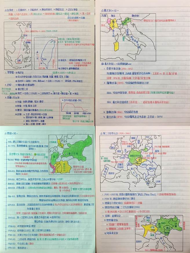 笔记中条列式纪载每年发生的大事还有精美的自绘地图(图/林先生提供)