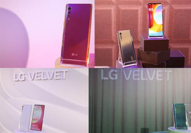 LG VELVET白、粉、绿、黑色都有可爱名称，以以奶霜克林姆、草莓布丁、开心果马卡龙、黑森林巧克四色命名。(黄慧雯摄)