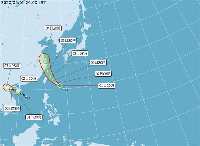 4號颱風哈格比於今天(1日)晚間生成，將對台灣造成直接影響 (圖／中央氣象局)