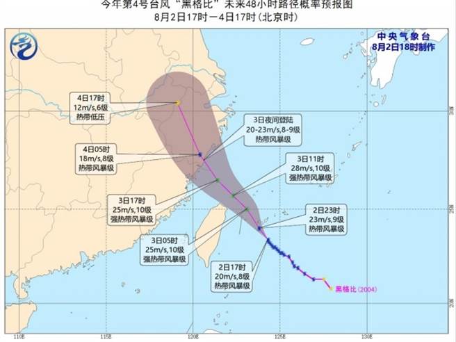 颱風路徑圖（大陸中央氣象台）